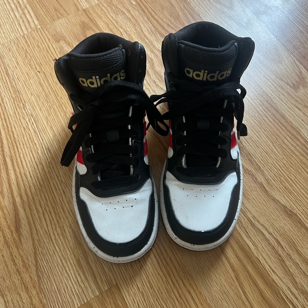 Adidas Kids Black, White, and Red Sneakers